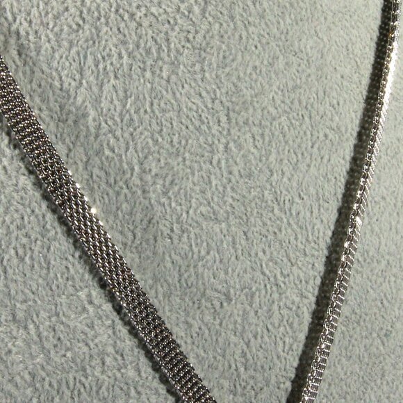 Vintage Whiting & Davis Mesh Chain Large Faux Hematite Pendant Necklace - Picture 7 of 7